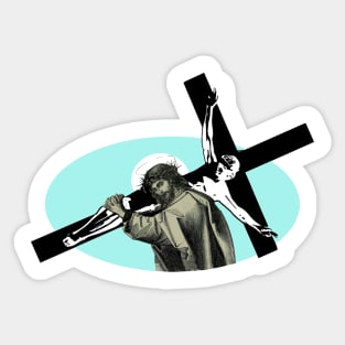 Jesus Christ carrying the cross Sticker